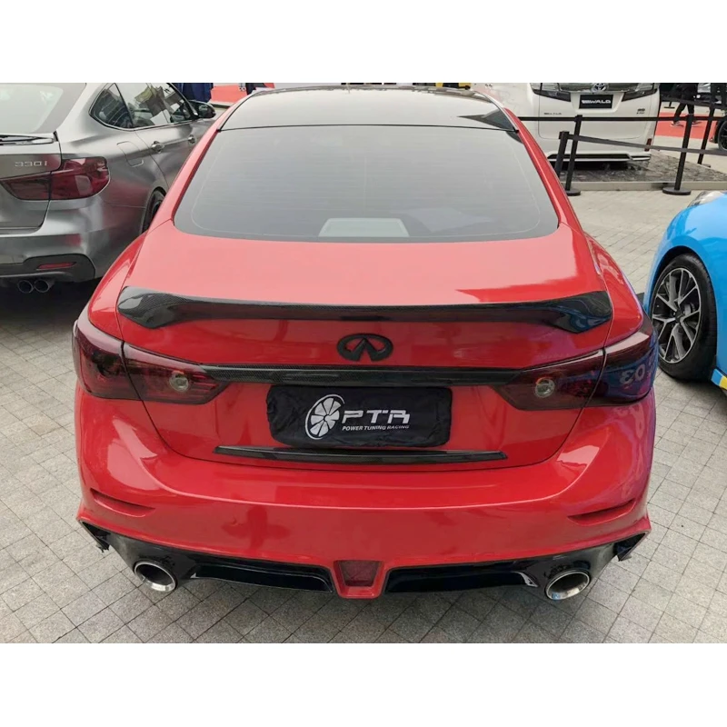 Для Infiniti Q50 2014 2018 Настоящее углеродное волокно автомобильный спойлер крышка