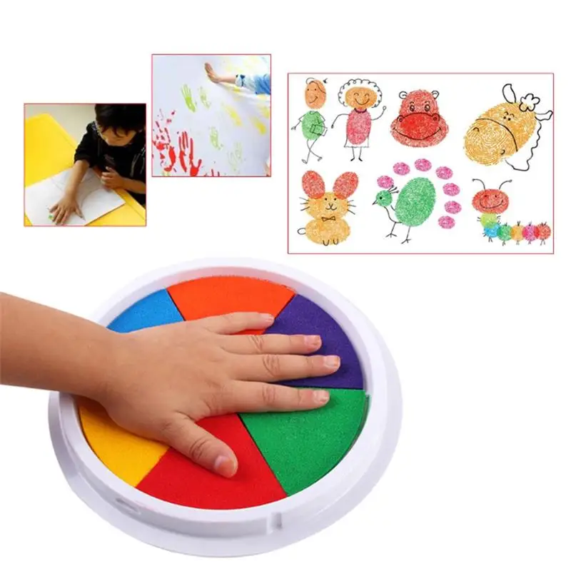 

Детская красочная штемпельная подушечка Пальчиковые краски подушечка моющиеся штемпельных подушечек DIY