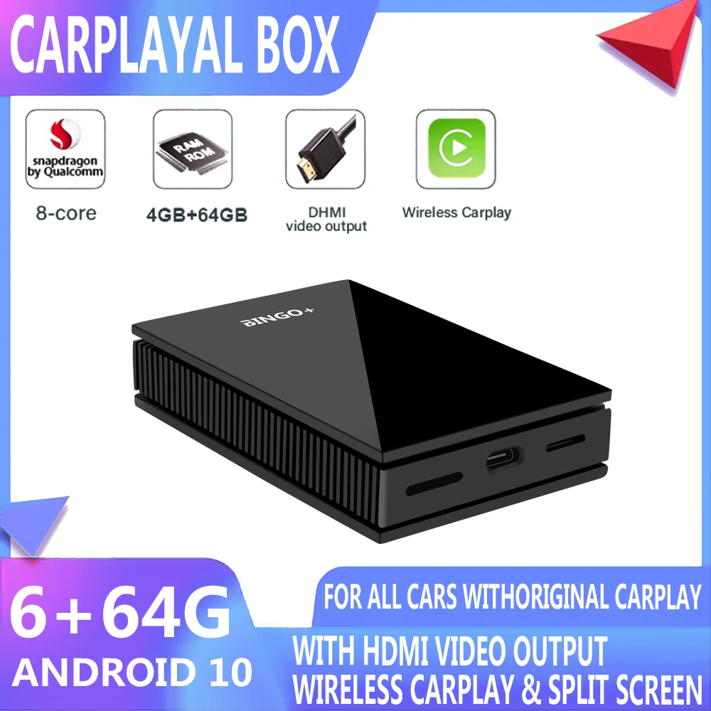 

HDMI Smart Android 10.0 беспроводной Carplay Ai box 4 + 64G поддержка Netflix Android Box Автомобильный мультимедийный плеер беспроводной Carplay box