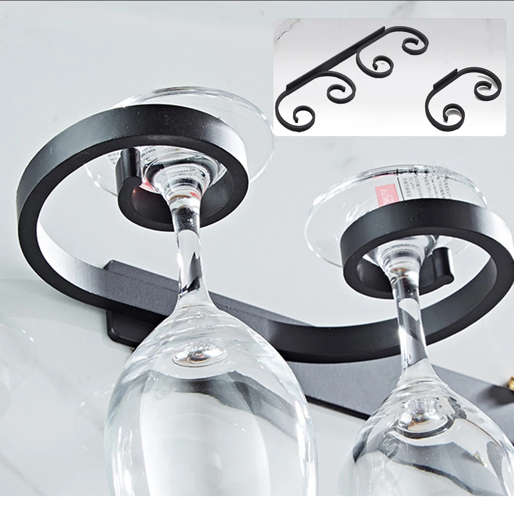 

Hanging Metal Wine Glass Holder Goblet Inverted Bracket Kitchen Wall-mounted Wine Rack Storage Rack Acommodate 2/4 Wine Glasses
