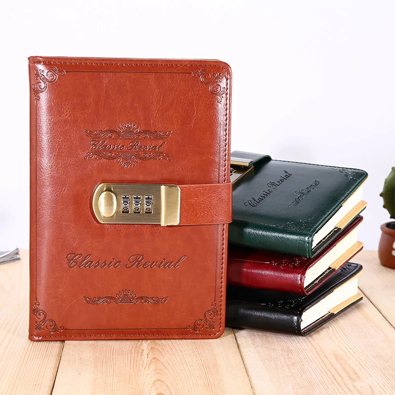 

Retro Cipher Book Diary Secret Simple Student Notebook with Lock Notebook Stationery Thickened Cipher Lock Notepad