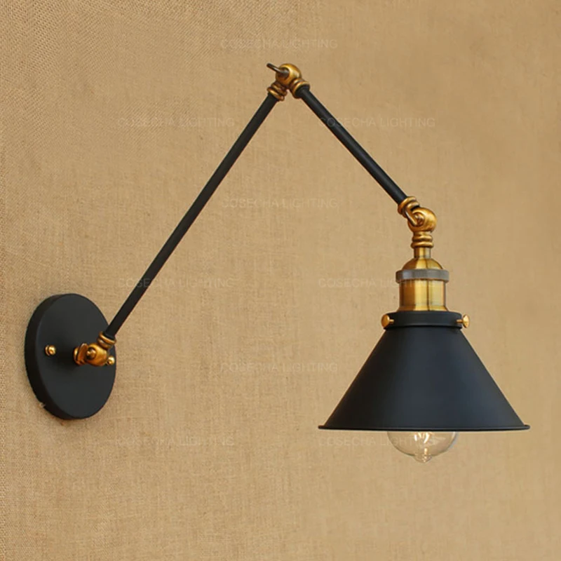 Гибкие Настенные светильники регулируемые черные прикроватные настенные ретро