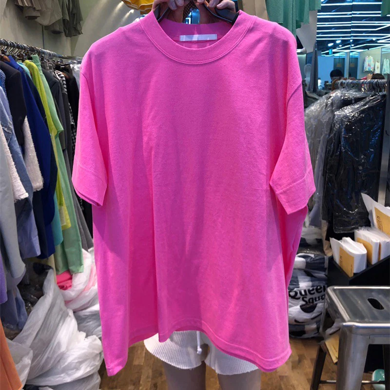 

Limiguyue Корейская летняя свободная футболка с круглым вырезом Топы с коротким рукавом с разрезом футболка карамельных цветов хлопковые футбо...