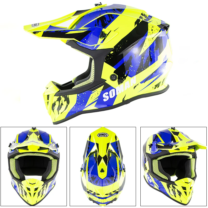 SOMAN мотоциклетный шлем Casco Moto с полным лицевым покрытием для мотокросса MX