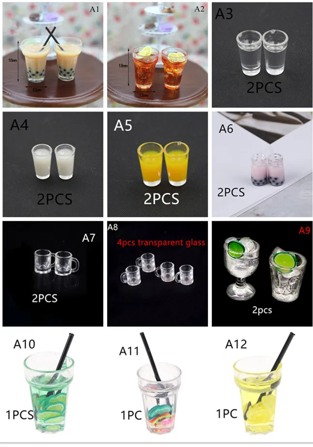 

1:12 Resin Doll house Mini Lemon Milk Tea Water Cup Miniature Doll house Accessories Cups Toy Mini Decoration Gifts