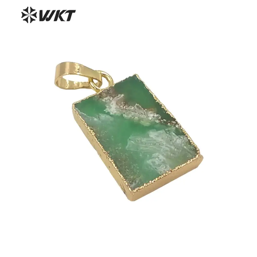 Новый дизайн WKT подвески WT-p692 в золотом стиле натуральный хризопраз