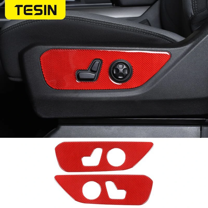 

TESIN Carbon Fiber Car Electric Seat Adjustment Panel Decoration Cover Stickers for Dodge RAM 1500 2018+ Interior Accessories