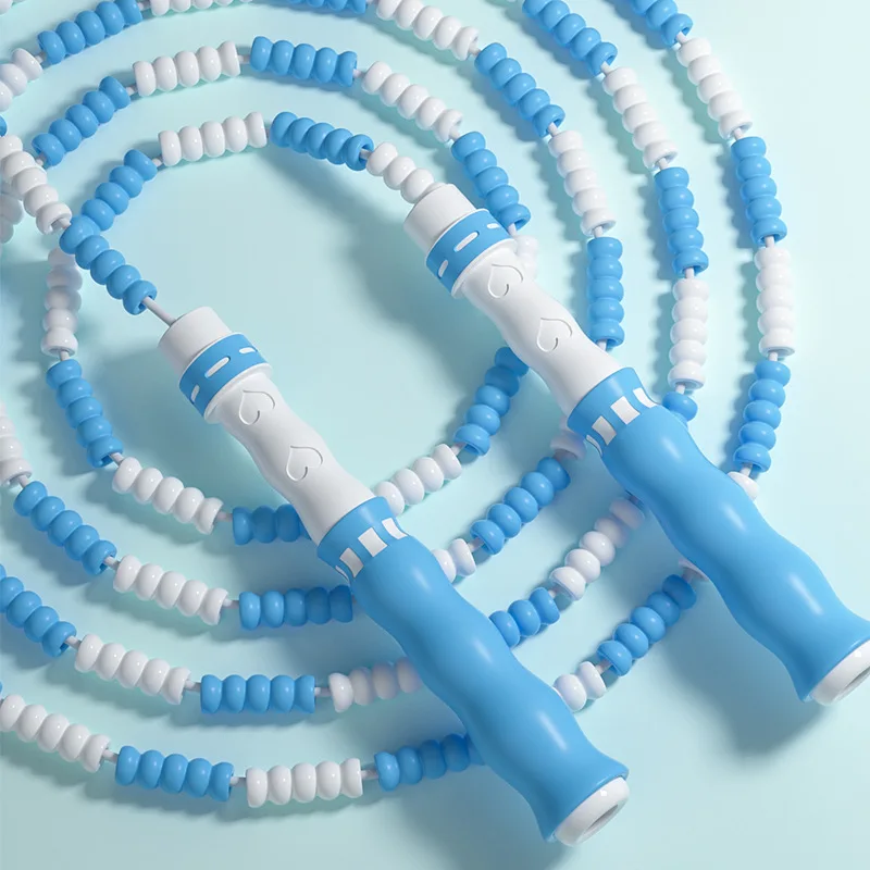 

Fancy colorful soft beads bamboo jump rope adult children multiplayer indoor fitness women's sports jump rope for kids