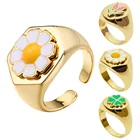 Bague tendance 2021 ювелирных изделий для Для женщин золото кольцо Цветок с anillos mujer подсолнечника четырехлистным клевером для женщин кольца для девочек