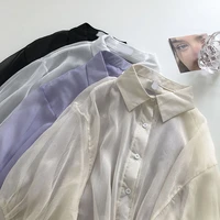 cheap wholesale 2021 spring summer new fashion casual ladies work women blouse woman overshirt female ol button up shirt bvy183