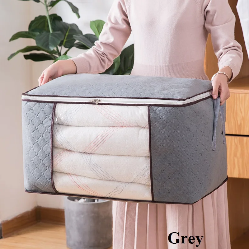 Grey 2 5 цветов получить сумки Нетканый Тканевый шкаф Органайзер сумка с большим окном домашняя отделка хранения контейнеров хранения одежды - Цвет: Grey 2