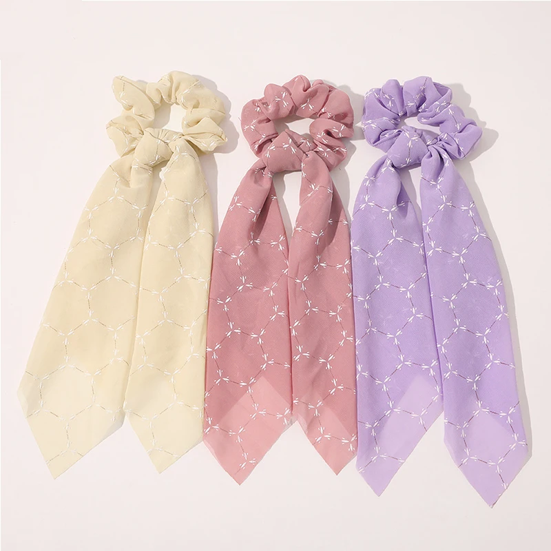 

Chiffon Big Streamer Candy Color Hair Ribbon Ponytail Holder Hair Scarf Scrunchies Hair Rope Bowknot Elastic Hair Bands Hairband