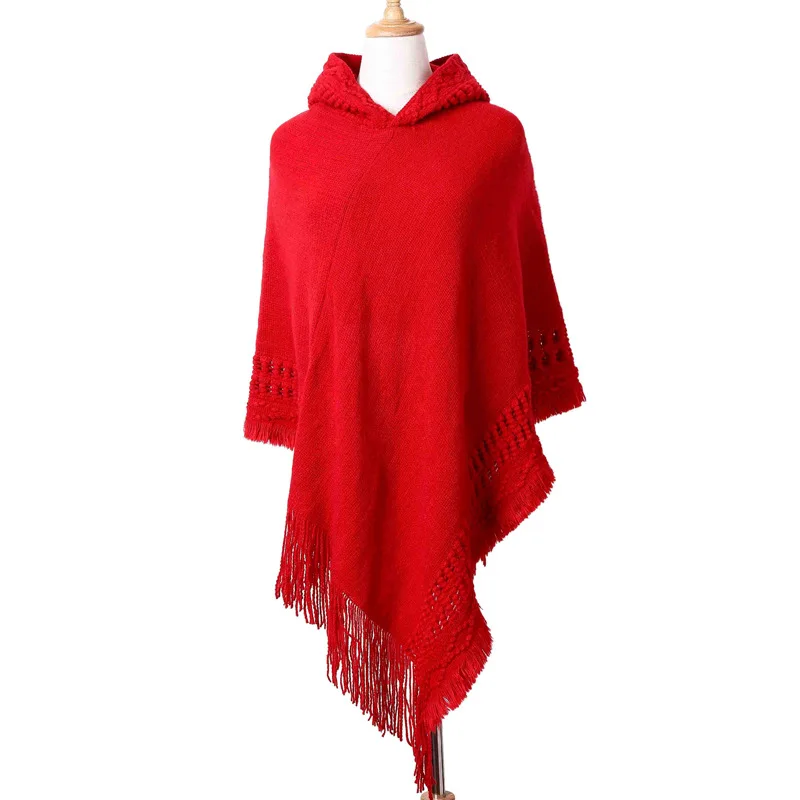 

New Women Ladies Tassel Cape Coat Fringe Poncho Oblique Stripe Coat Bohemian Shawl Scarf