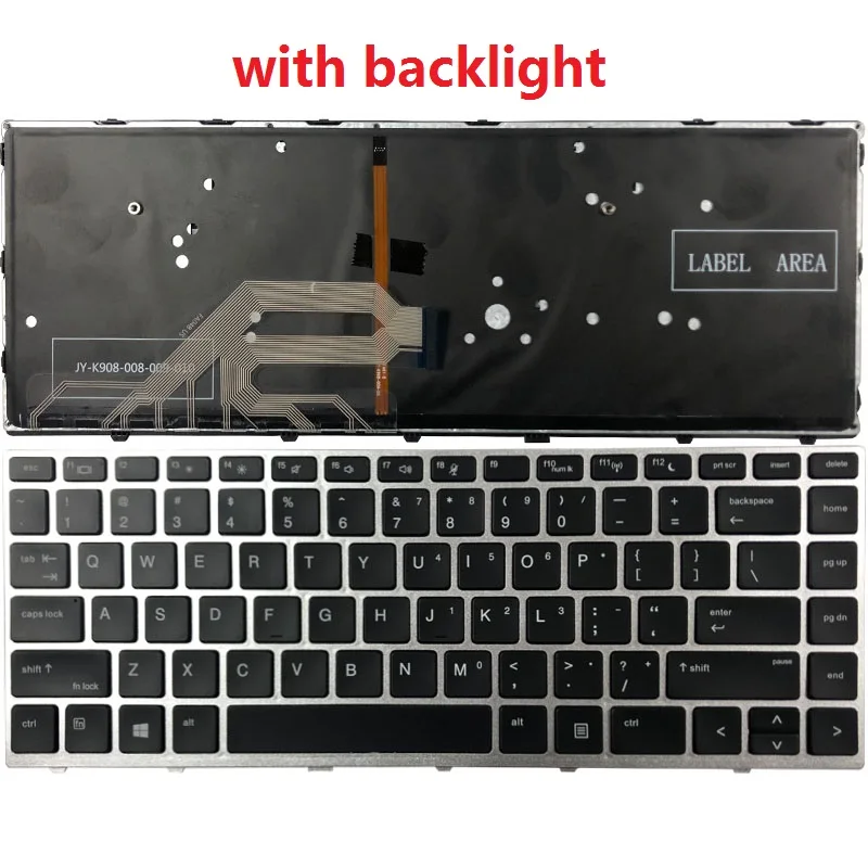 Клавиатура для ноутбука HP Probook 430 G5 440 445 с серебристой рамкой|Клавиатуры замены| |