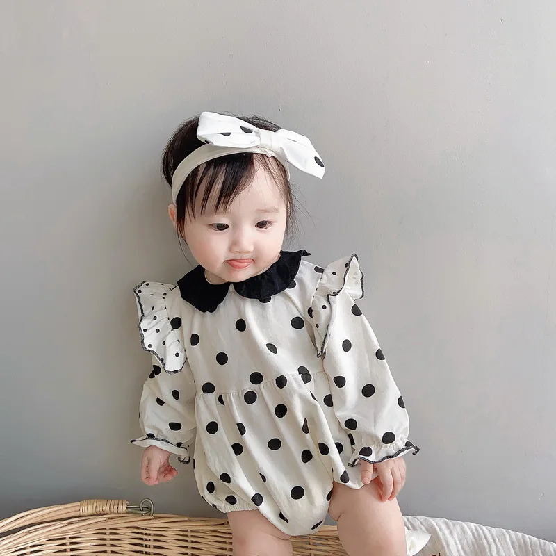 Новинка весны 2021 боди в Корейском стиле для маленьких девочек черно-белый