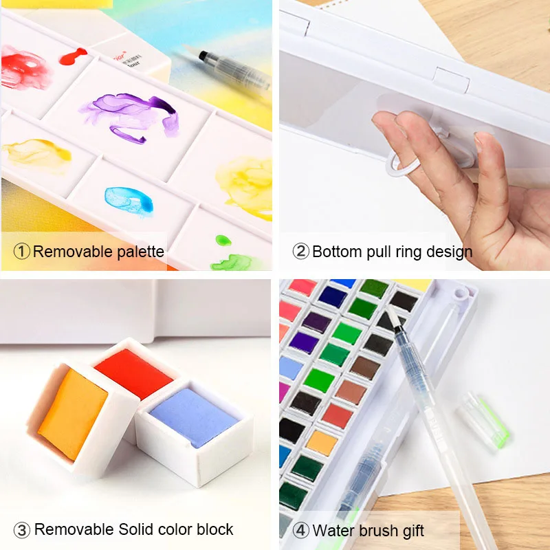 Превосходный набор краски 24/30/48 цветов s однотонный цвет с кисточкой для