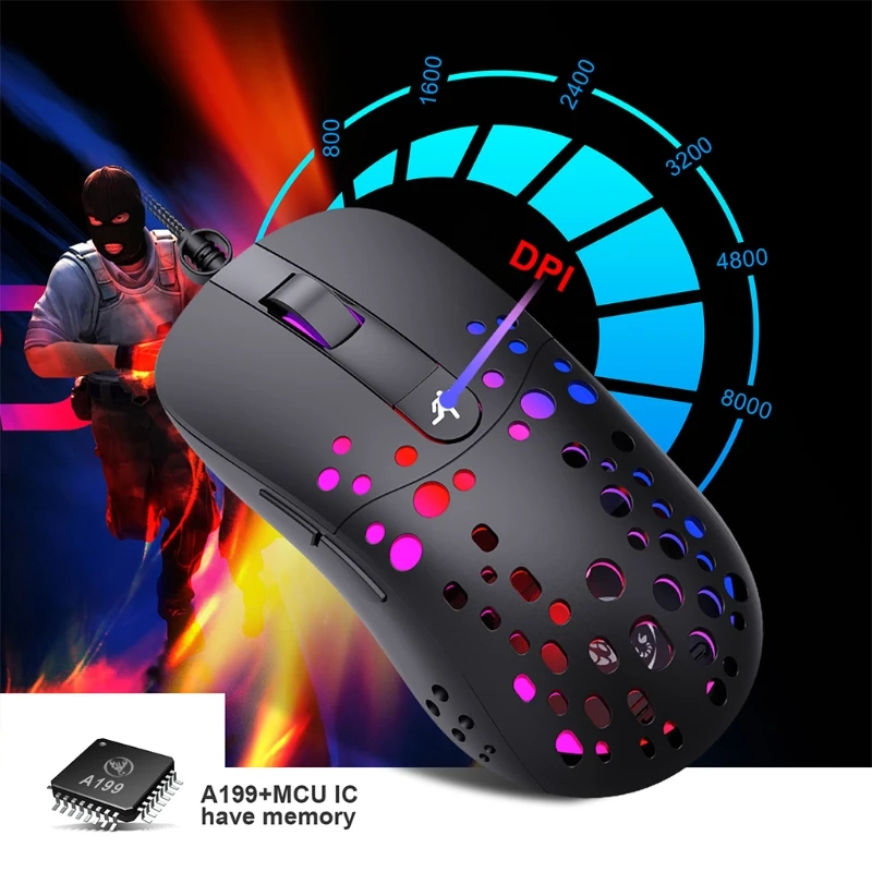 

Wired Mechanical Gaming Mice USB Luminous Light Mouse 8000DPI Adjustable Optical Gamer Mouse for PC Computer Game