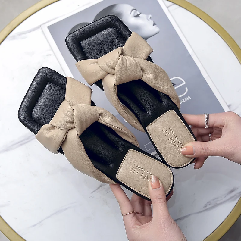 WEIBATE/Дизайнерские шлепанцы Женская обувь с квадратным носком Женские из