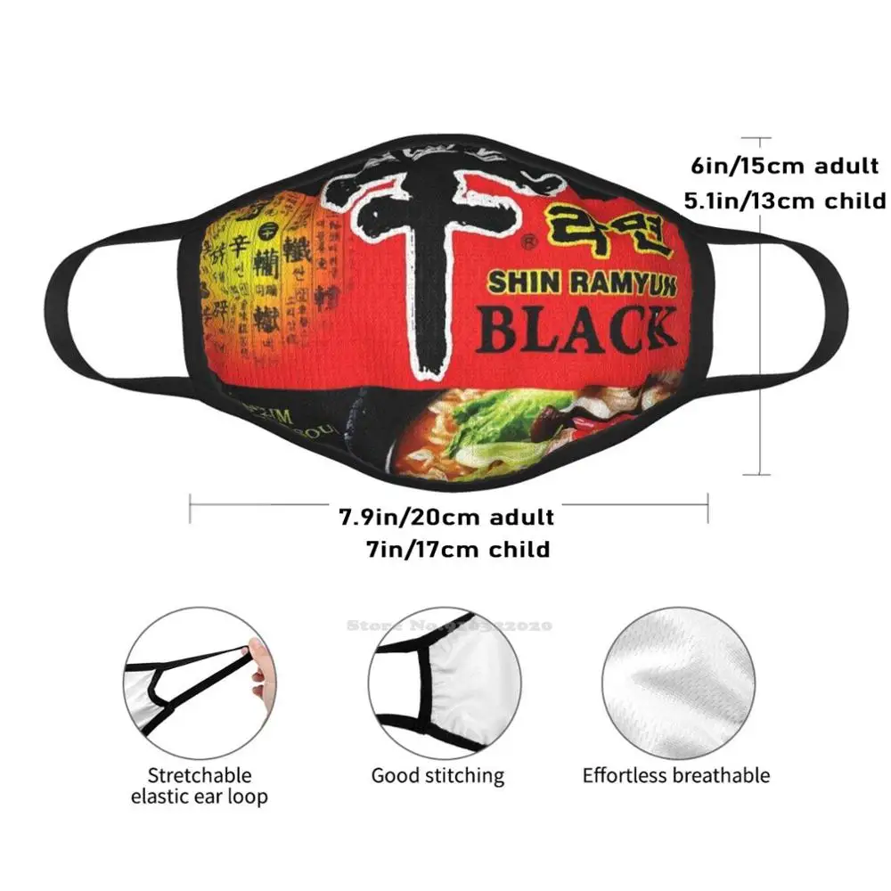 Шин Рамен Черный Рамен Маска для лица Nongshim мягкая теплая маска для рта мгновенных лапшей.