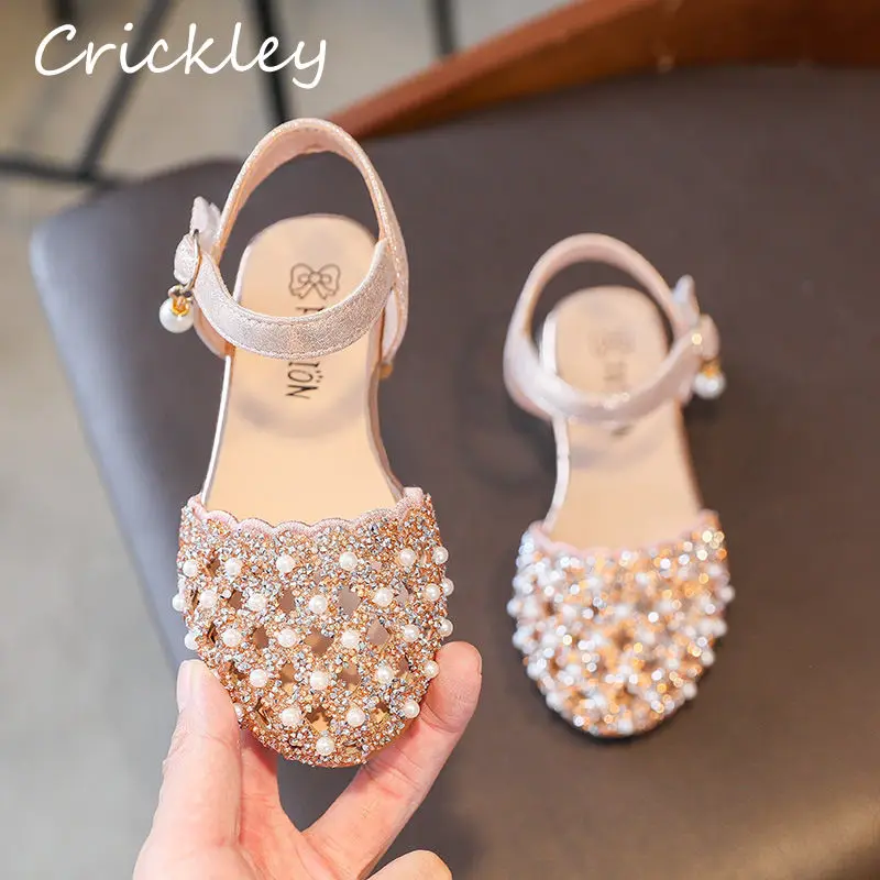 

Summer Girls Spring Shoes Pu Leather Pearl Shining Sequins Princess Flat Shoe For Children Girl Soft Sole Comfortable Kids Flats