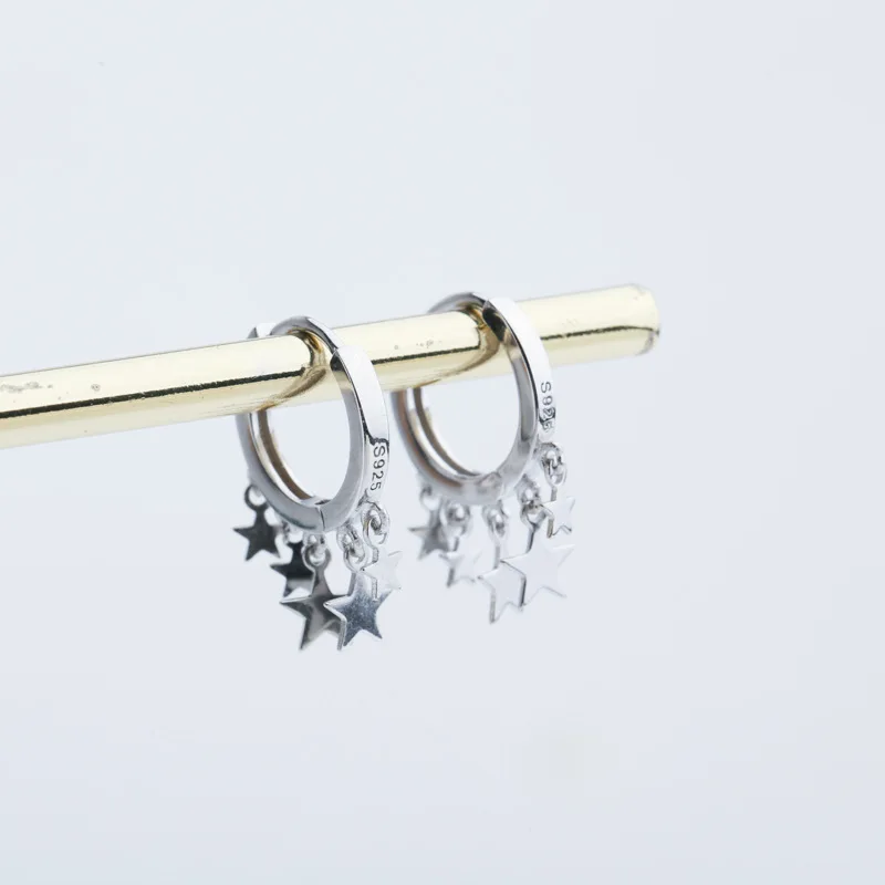 B Silver Color MloveAcc Настоящее 925 пробы серебряные серьги для женщин растительный лист маленькая серьга-кольцо Свадебные серьги Модные ювелирные изделия - Окраска металла: B Silver Color