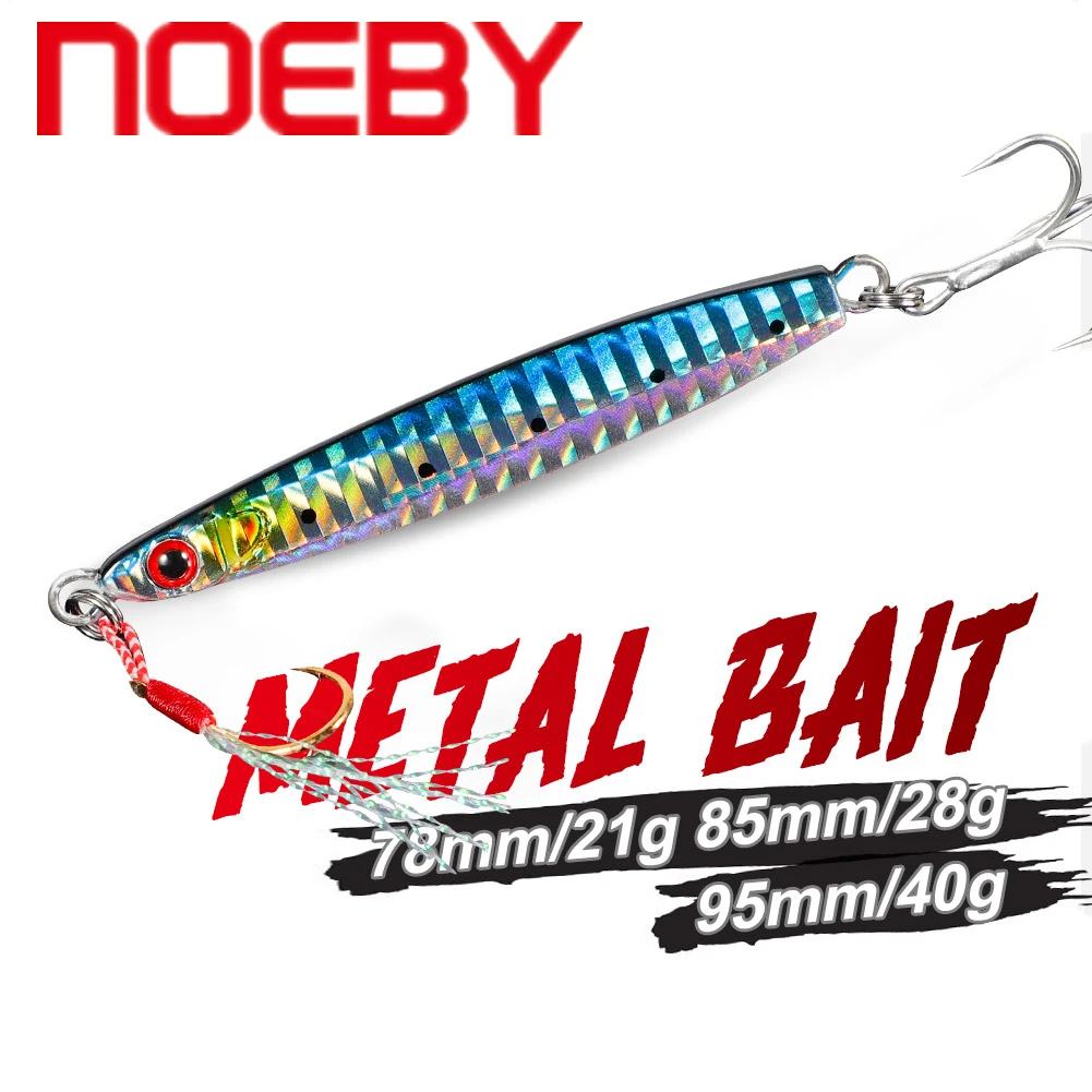 

NOEBY Metal Jig Fishing Lure Slow Jigging 45mm/21g 85mm/28g 95mm/40g Long Cast Shore Spoon Artificial Hard Bait for Sea Fishing
