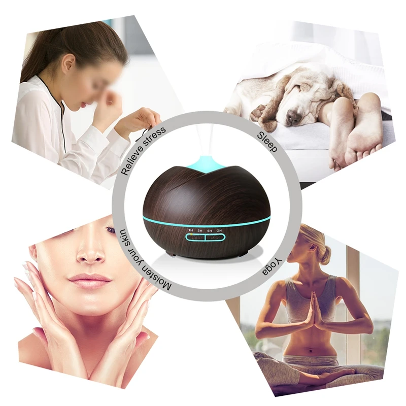 

Wood Grain Humidifier, Can Add Aroma Humidifier, Portable Home Office Humidifier Automatic Spraying in 7 Colors