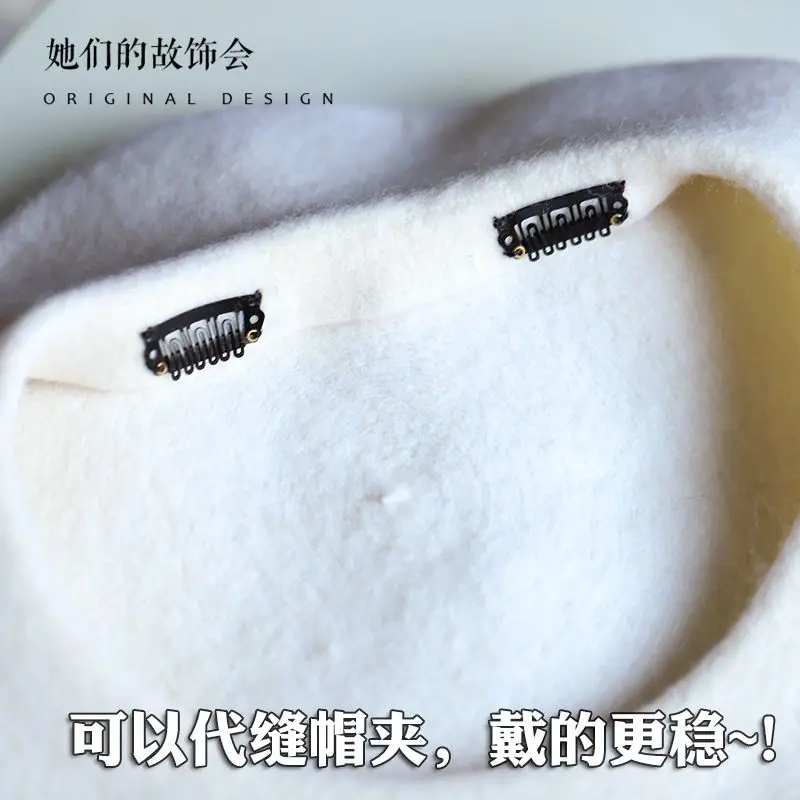 

Gothic Style Black Beret Autumn Winter Female British Retro French Painter's Hat Young Girl Bowknot Lattice Flat Cap Fashion