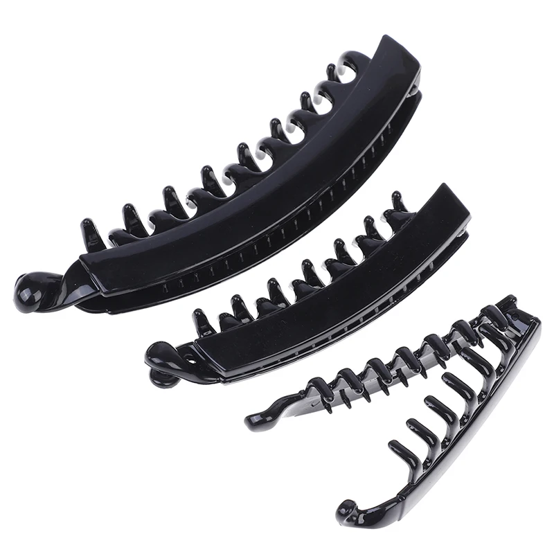 

3Size Black Plastic Hairpin Banana Hair Clips Women Ladies Solid Hair Claws Pins Makeup Tool Fashion Headwear For Women Girl