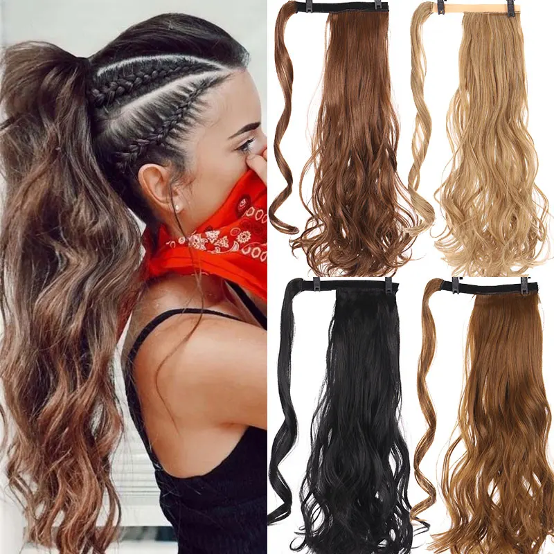 

Hairpiece curly ponytail natural Tie on hair extension lifelike with natural hair pony tail for women female MUMUPI