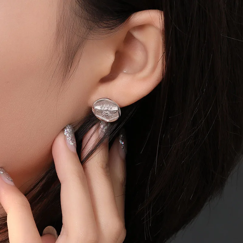 Новые серьги-гвоздики из стерлингового серебра 925 пробы с маленькими пчелами и