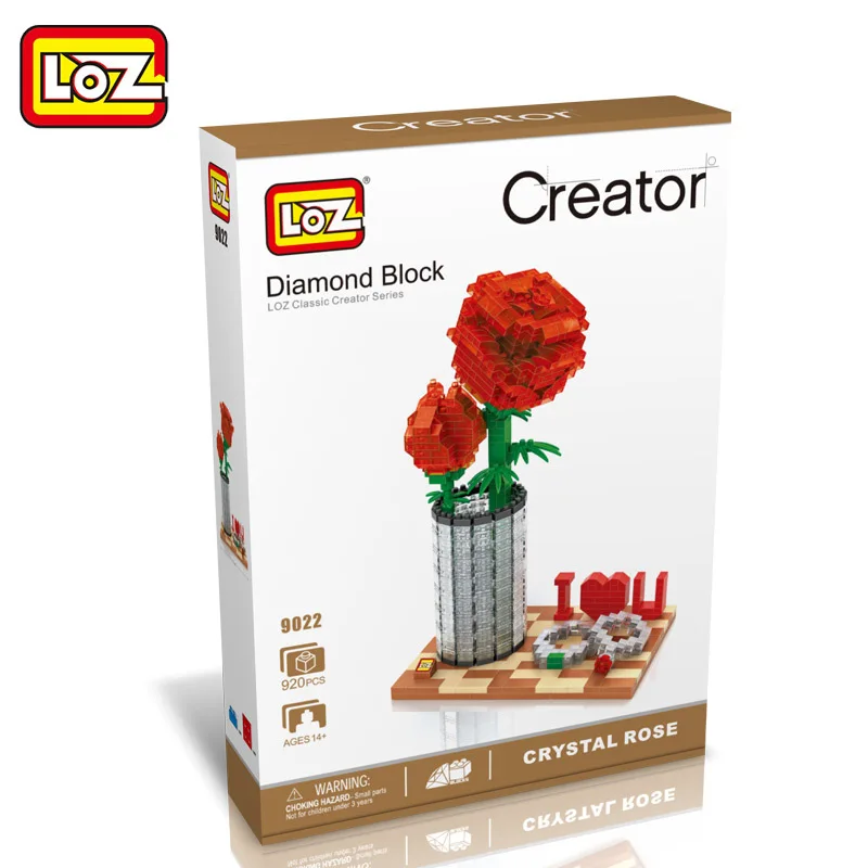 

Valentines Day Gift Red Rose Love 3D Model Kit Toys Micro Building Blocks Creative Gifts for Girlfriend LOZ Mini Blocks 9022