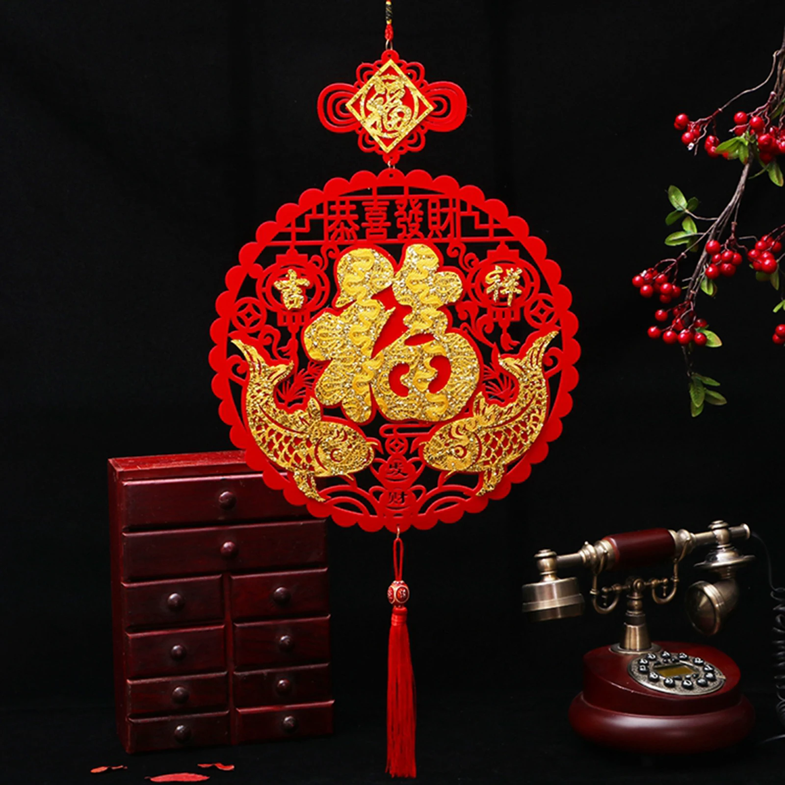 

China Spring Festival Decoration Chinese New Year FU Hanging Pendant Chinese Red Good Luck Celebration Decoration