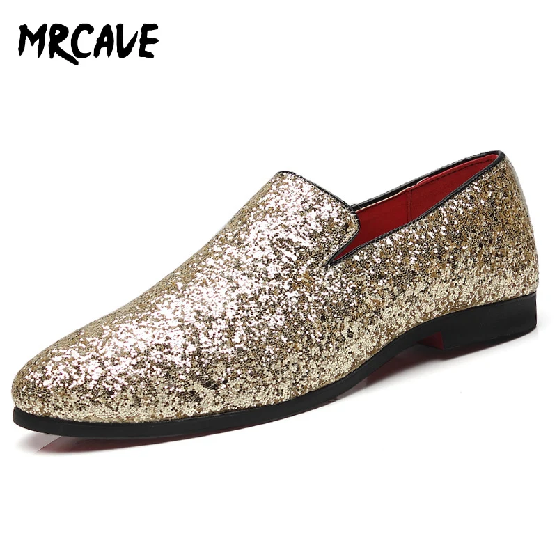 MRCAVE/мужские лоферы с блестящими блестками Удобные повседневные мужские