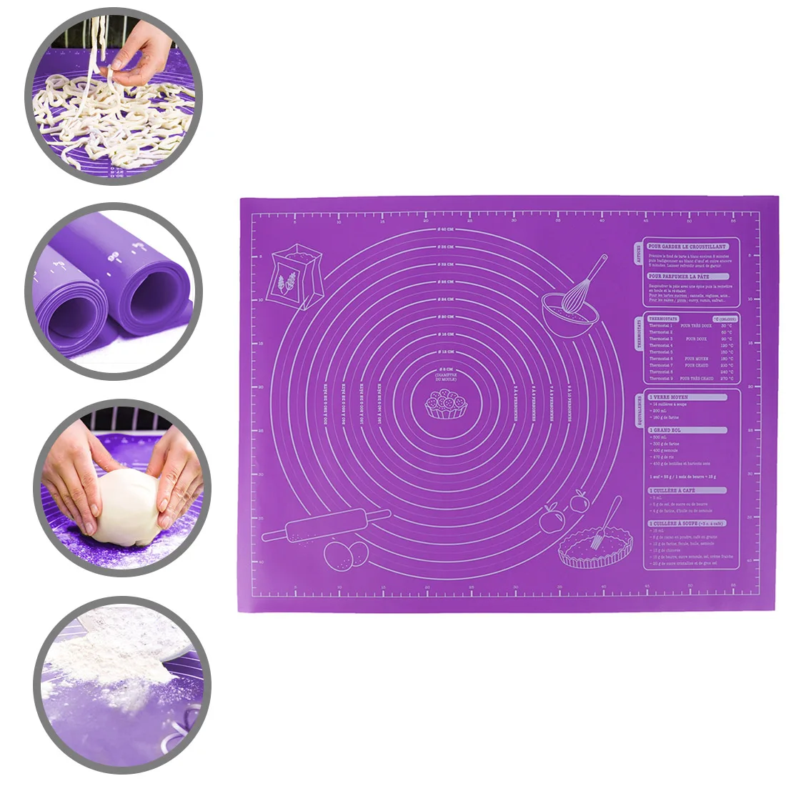 

Baking Mat Silicone Pad Sheet Baking Mat for Rolling Dough Pizza Dough Non-Stick Maker Holder Kitchen Tools Accessories 60x45cm