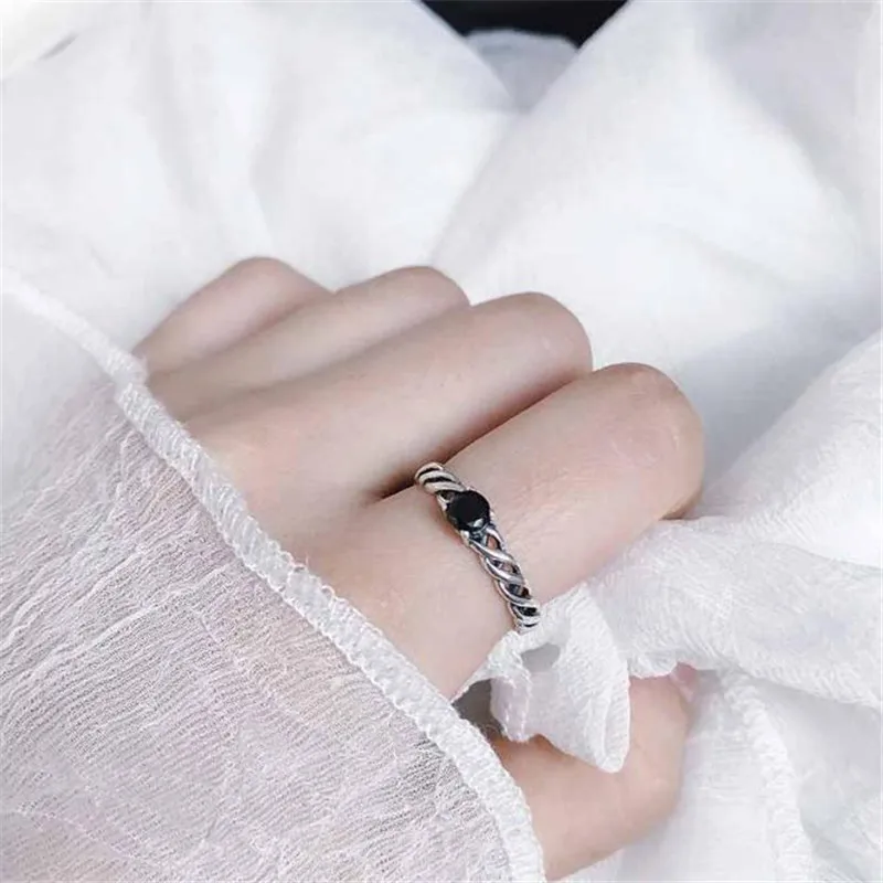 POFUNUO 925 Стерлинговое серебро цепь плетеные кольца женские винтажные бедствия