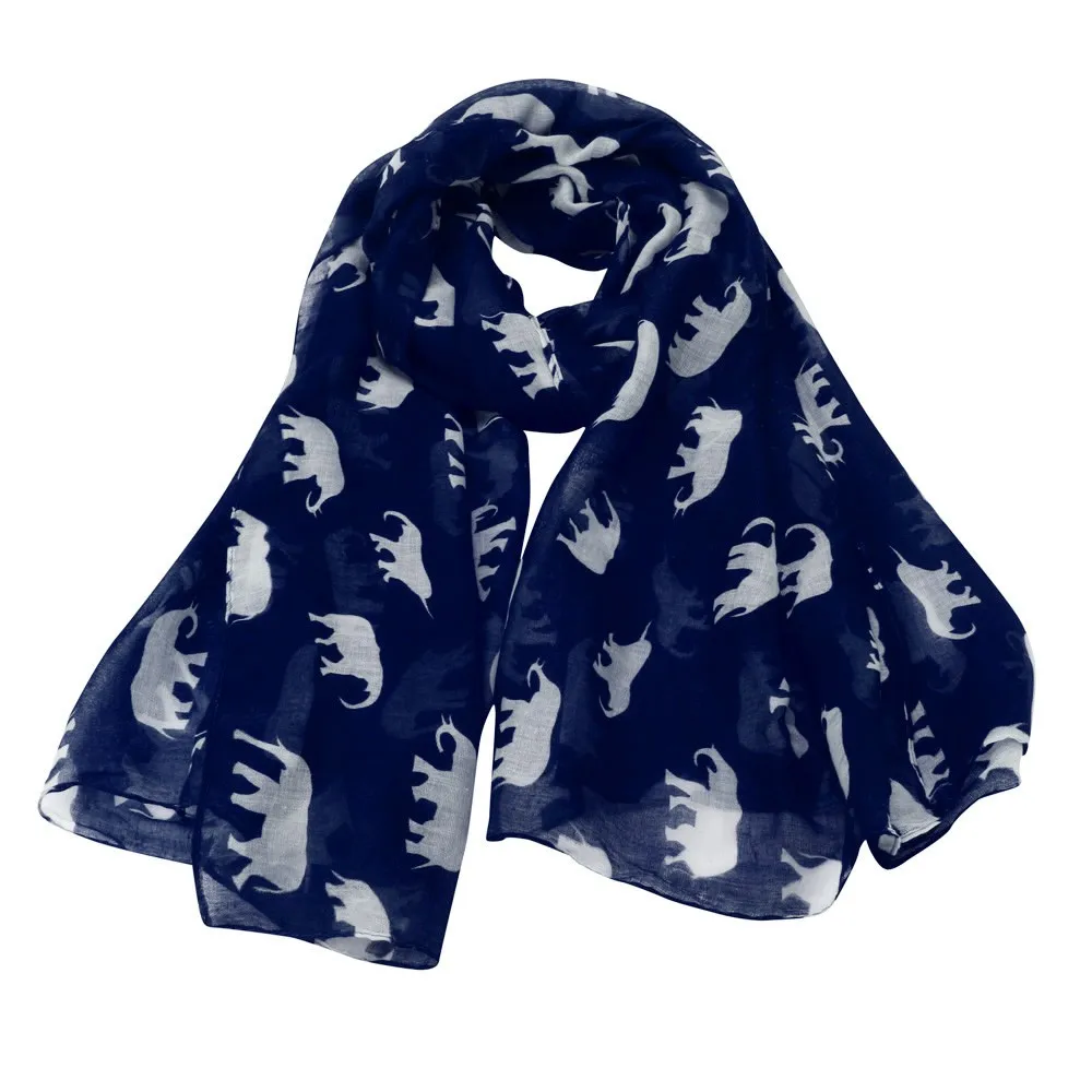 Thin Shawls Floral Print Scarf For Ladies Satin Scarf Lady Womens Long Cute Elephant Print Scarf Wraps Shawl Soft Scarves