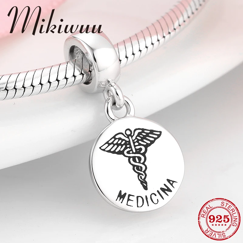 925 пробы Серебряный медицинский знак с буквами изящные подвески бусины подходят