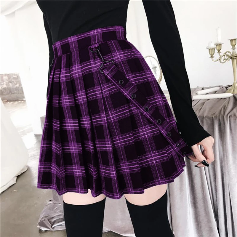 

S-3XL New summer women skirt high waist pleated plaid skirts female cute sweet girls dance mini skirt mujer