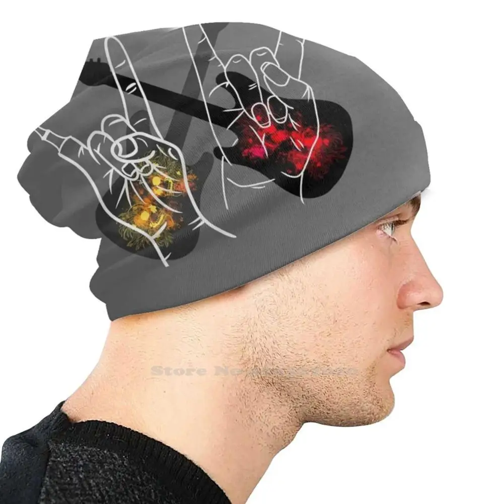 Металлические руки-зомби Ое и Оим с гитарой черепами хризантемы Вязаная шапка