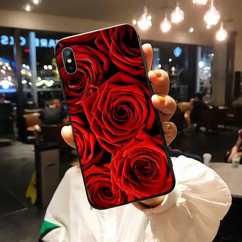 

Red rose romantic flower Phone Case for iPhone 11 12 mini pro XS MAX 8 7 6 6S Plus X 5S SE 2020 XR luxury shell shell