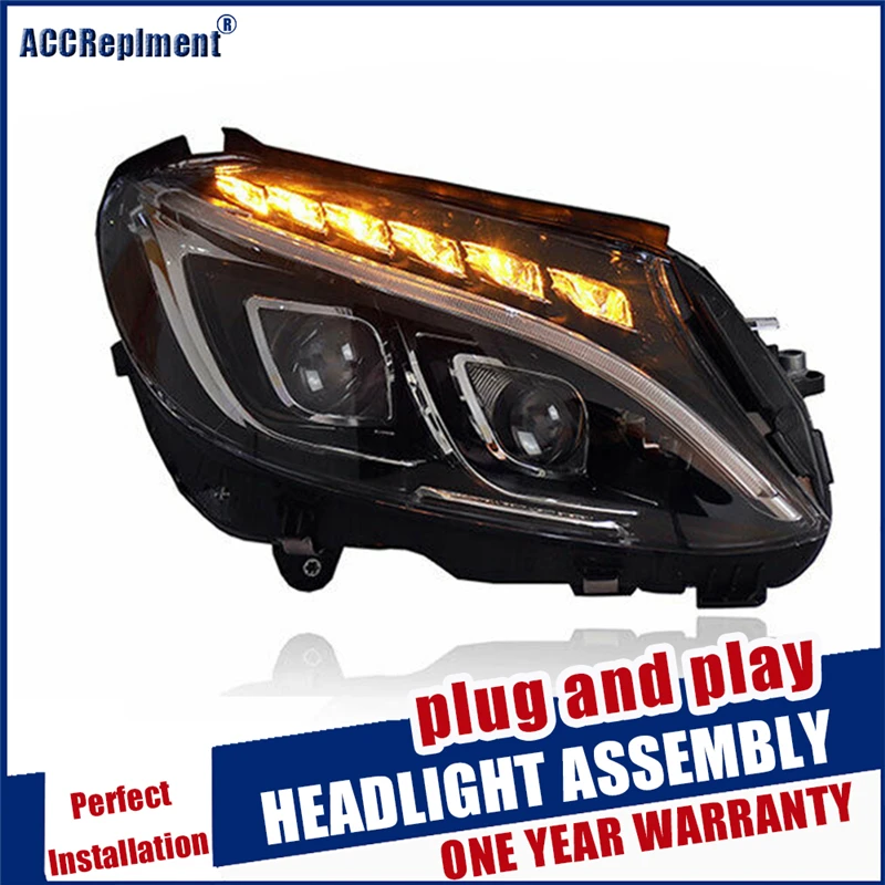 

led lens projectors Car Styling for C-class W205 headlights 2015-2019 C180 C200 OEM halogen lamp upgrade to all led headlamp