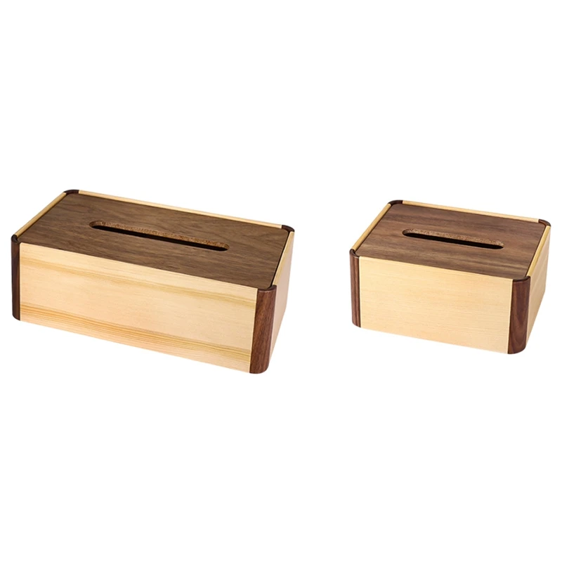 

2PCS Black Walnut Napkins Holder Solid Wood Pumping Paper Storage Box Bedroom Tissue Boxes Living Room Decoration