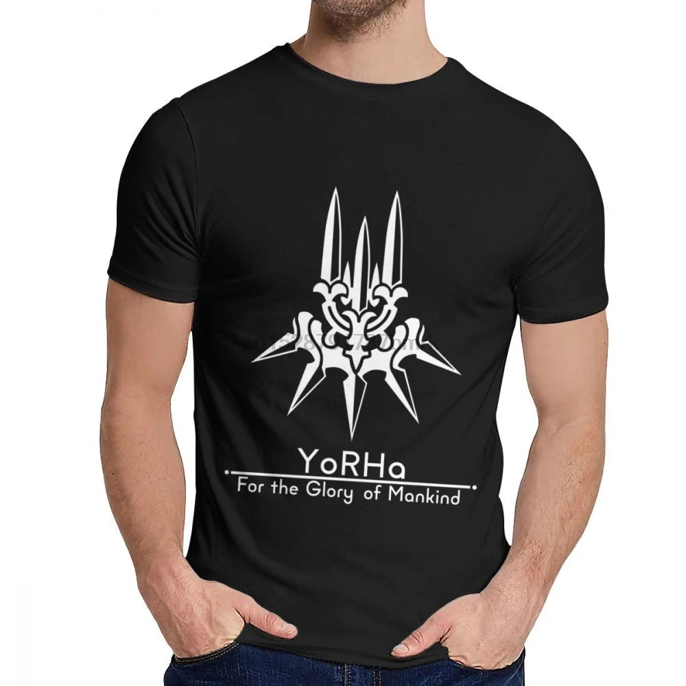 Мужские футболки YoRHa Motto Nier Automata хлопковая Футболка с круглым вырезом и рисунком |
