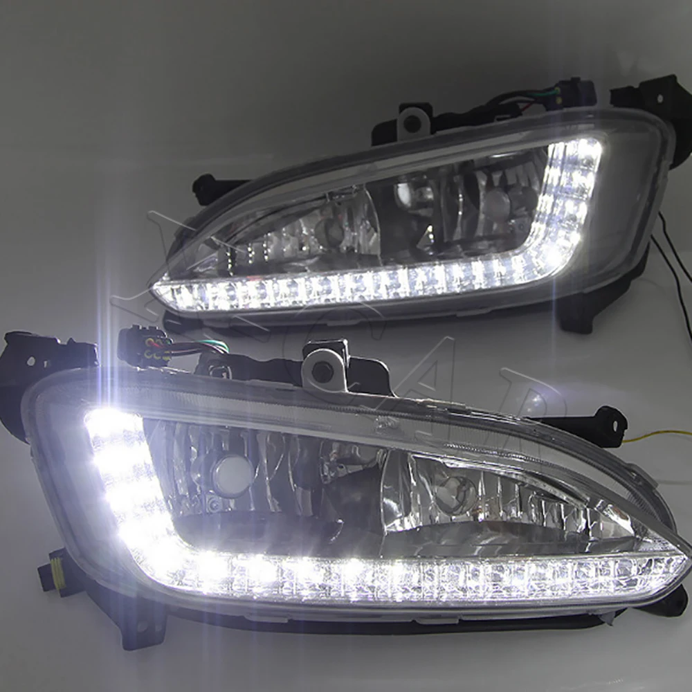 Автомобильные фары PMFC для Hyundai Santa Fe IX45 2013-2015 в сборе 12 В светодиодный дневные