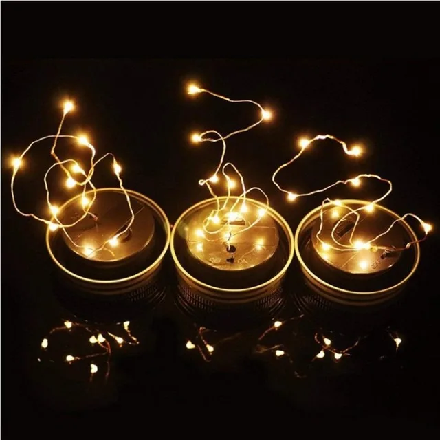LED Solar Fairy Light for Mason Jar Lid Lights String Garden Outdoor Decor Wedding Decoration Lighting Lids No jars | Лампы и