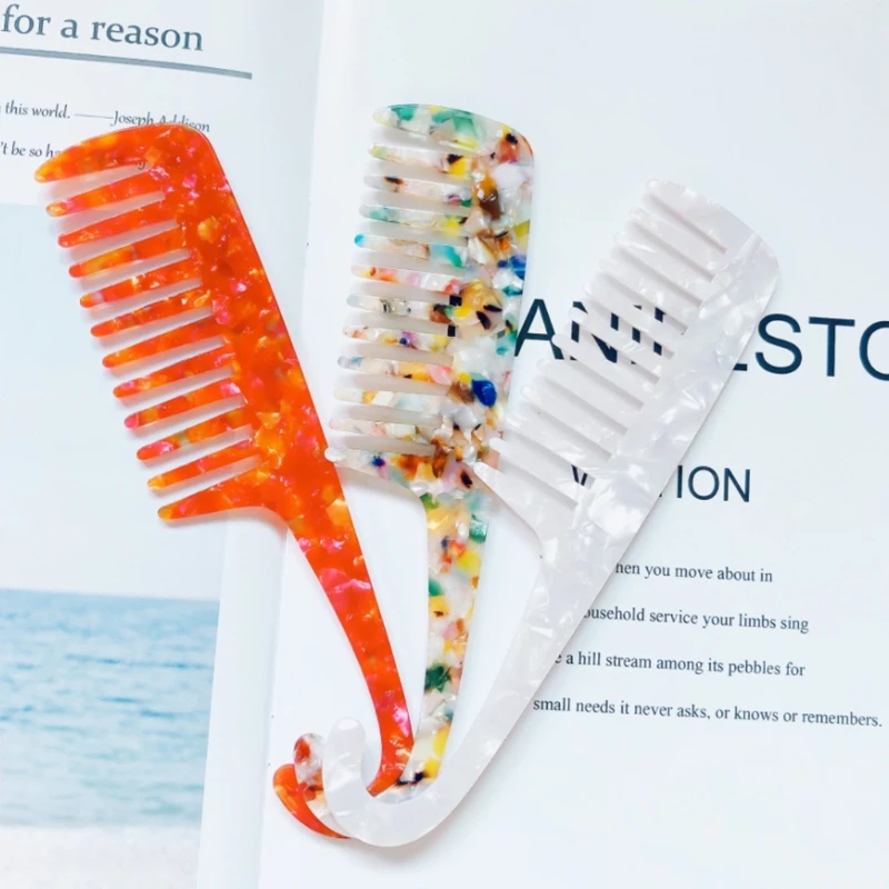 

Anti-Static Hair Detangling Comb Adult Acetate Wide Tooth Simple Hook Hairbrush for Long Short Thick Curly Straight Hair