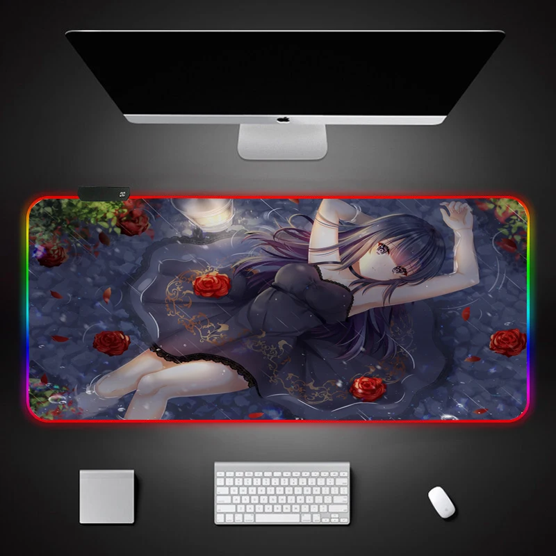 

MRGLZY Color Personalized Custom Oversized RGB Luminous Mouse Pad Gaming Professional Eating Chicken Game Desk