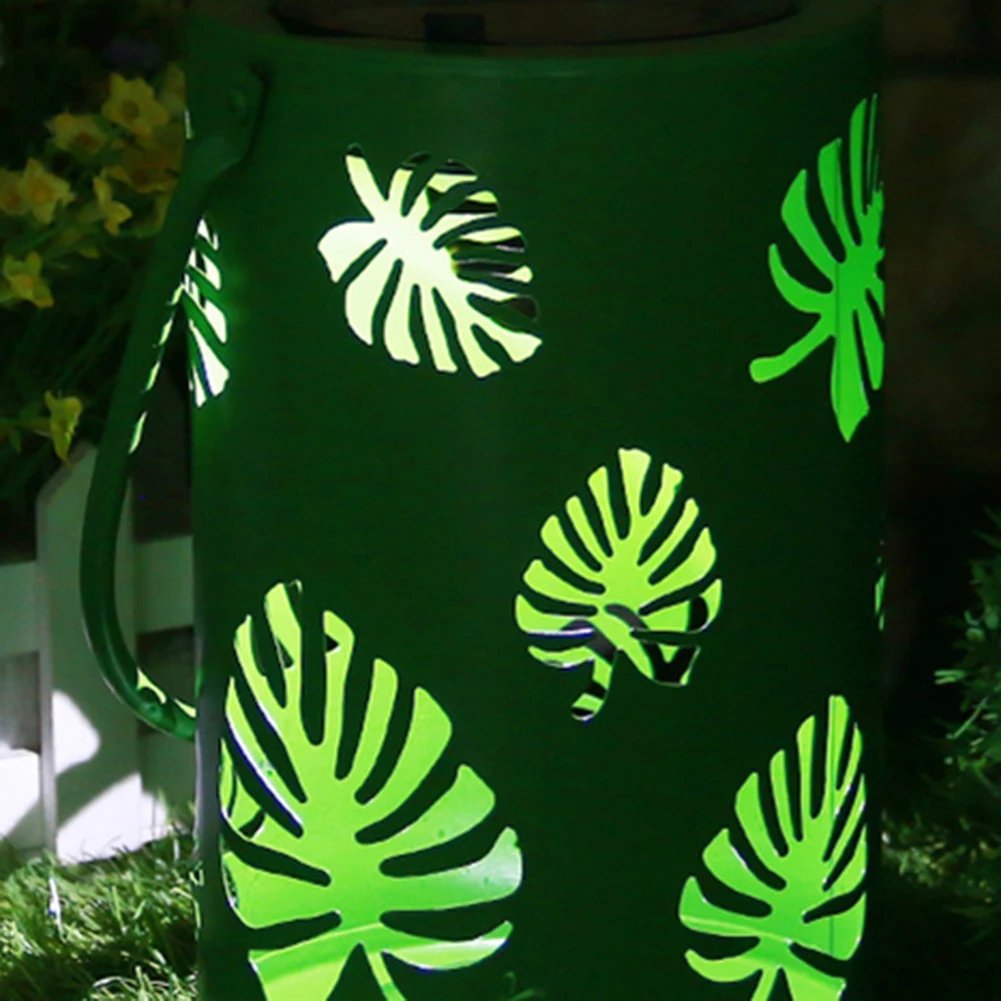 

Hollow Lantern Leaf Projection Light Solar Lamp Outdoor Wrought Iron Hanging Lamps Outdoor Garden Decorations Street Lighting