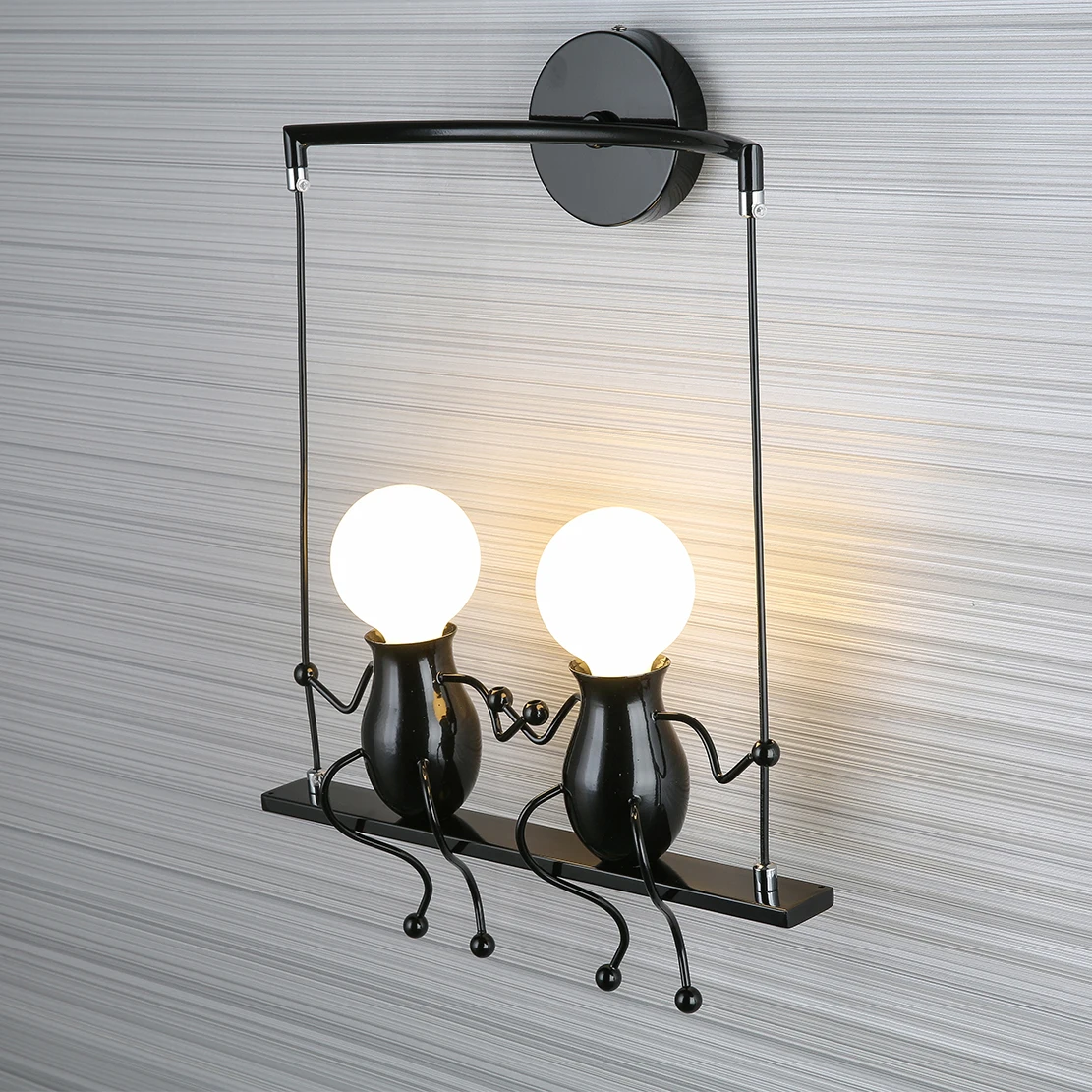 

LED Wall Lamp for Living Room Bedroom Bedside Lamp Double People Swing Wall Lighting Metal Creative Children Sconces Lighting